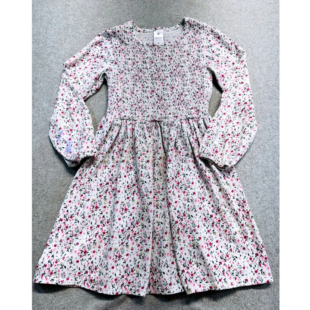 Target Youth Girls Size 8 Floral Smocked Dress Long Sleeve Cottagecore School